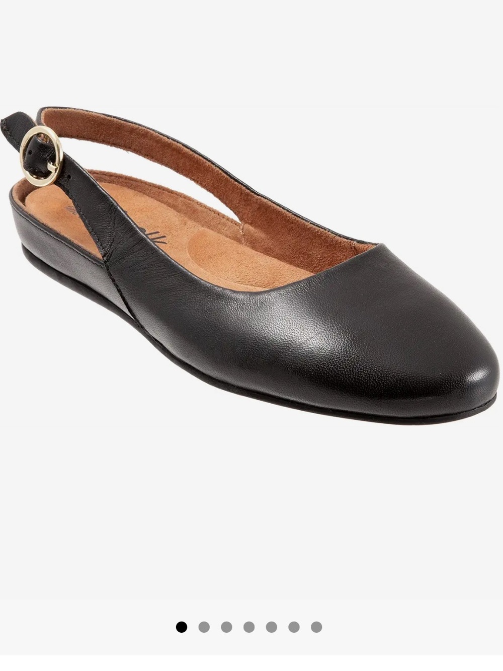 Softwalk Sandy Black Leather Slingback Ballerina Flat Size 9 WIDE